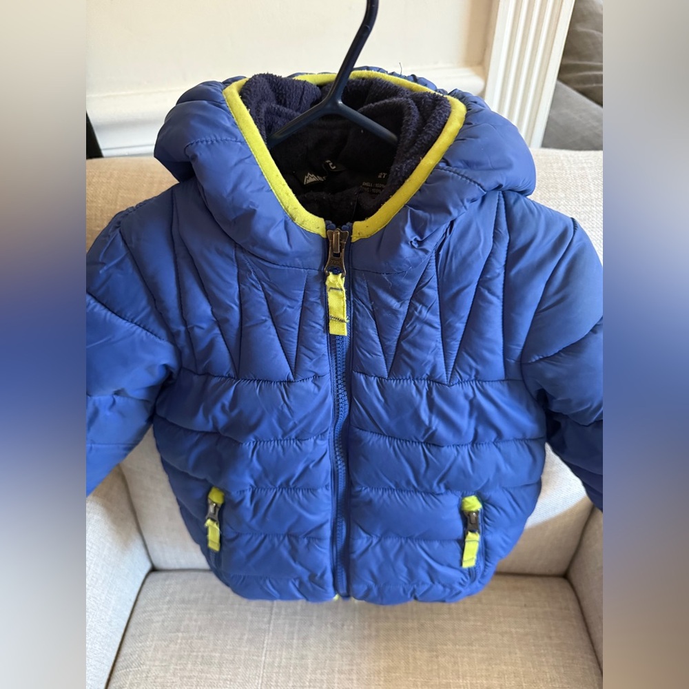Snozu Kids Puffer Jacket in Blue and Yellow